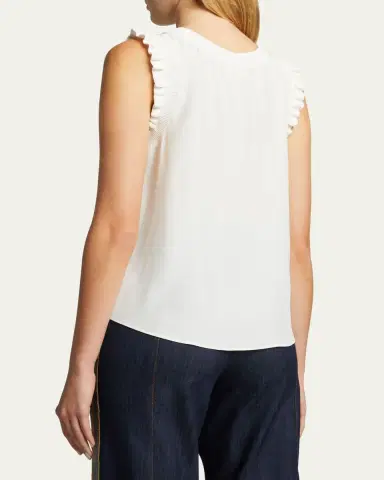 Cinq à Sept Tous Les Jours Lenore Crewneck Sleeveless Silk Top | Thumbnail 3