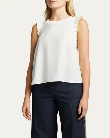 Cinq à Sept Tous Les Jours Lenore Crewneck Sleeveless Silk Top | Thumbnail 4