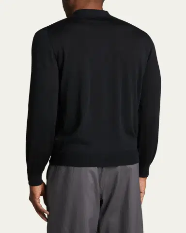 Bergdorf Goodman Long-Sleeve Cashmere Polo Sweater | Thumbnail 3