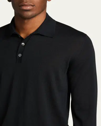 Bergdorf Goodman Long-Sleeve Cashmere Polo Sweater | Thumbnail 5