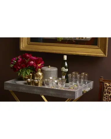 AERIN Faux Shagreen Ice Bucket, Chocolate | Thumbnail 2