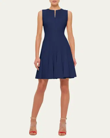 Akris Sleeveless Zip-Front Seamed A-Line Dress | Thumbnail 2
