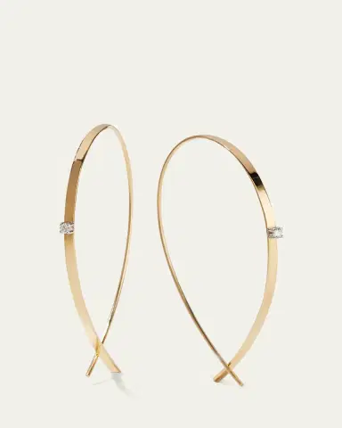 Lana 14K Gold Small Flat Diamond Hoop Earrings | Thumbnail 3