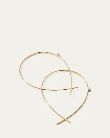 Lana 14K Gold Small Flat Diamond Hoop Earrings | Thumbnail 4