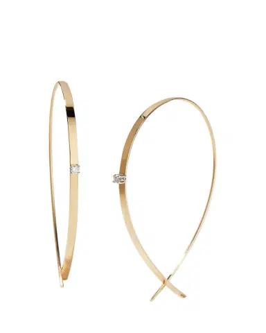Lana 14K Gold Small Flat Diamond Hoop Earrings | Thumbnail 1
