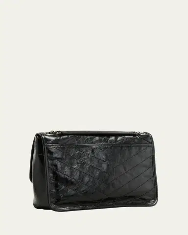 Saint Laurent Niki Medium Flap YSL Shoulder Bag in Crinkled Leather | Thumbnail 3 Saint Laurent Niki Medium Flap YSL Shoulder Bag in Crinkled Leather | Thumbnail 3