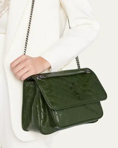 Saint Laurent Niki Medium Flap YSL Shoulder Bag in Crinkled Leather | Thumbnail 6 Saint Laurent Niki Medium Flap YSL Shoulder Bag in Crinkled Leather | Thumbnail 6