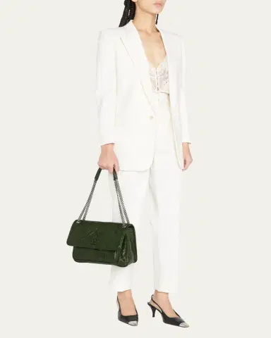 Saint Laurent Niki Medium Flap YSL Shoulder Bag in Crinkled Leather | Thumbnail 9 Saint Laurent Niki Medium Flap YSL Shoulder Bag in Crinkled Leather | Thumbnail 9