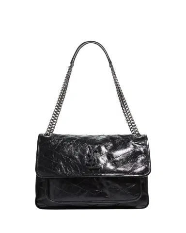 Saint Laurent Niki Medium Flap YSL Shoulder Bag in Crinkled Leather | Thumbnail 1 Saint Laurent Niki Medium Flap YSL Shoulder Bag in Crinkled Leather | Thumbnail 1