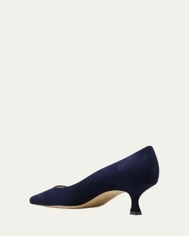 Manolo Blahnik 50mm Srila Suede Kitten Heel Pumps | Thumbnail 4 Manolo Blahnik 50mm Srila Suede Kitten Heel Pumps | Thumbnail 4