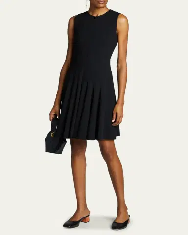Akris Sleeveless Zip-Front Seamed A-Line Dress | Thumbnail 2