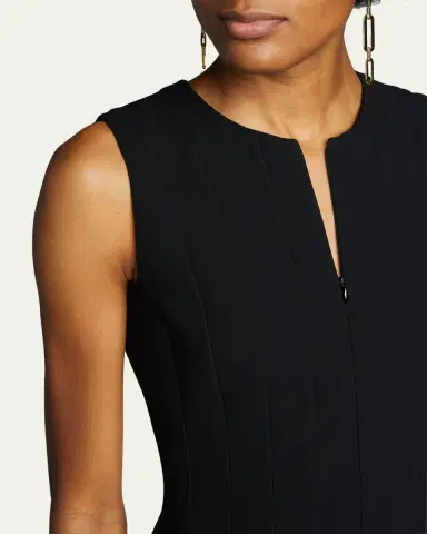 Akris Sleeveless Zip-Front Seamed A-Line Dress | Thumbnail 5