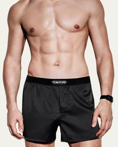 Tom Ford Men's Silk Jacquard Logo Boxers | Thumbnail 2