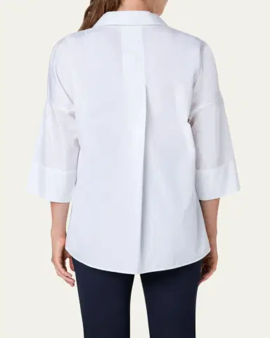 Akris punto Kimono-Sleeve Split-Neck Blouse | Thumbnail 3 Akris punto Kimono-Sleeve Split-Neck Blouse | Thumbnail 3