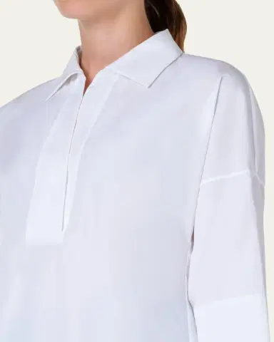 Akris punto Kimono-Sleeve Split-Neck Blouse | Thumbnail 5 Akris punto Kimono-Sleeve Split-Neck Blouse | Thumbnail 5