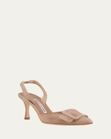Manolo Blahnik Maysli Suede Buckle Slingback Pumps | Thumbnail 2