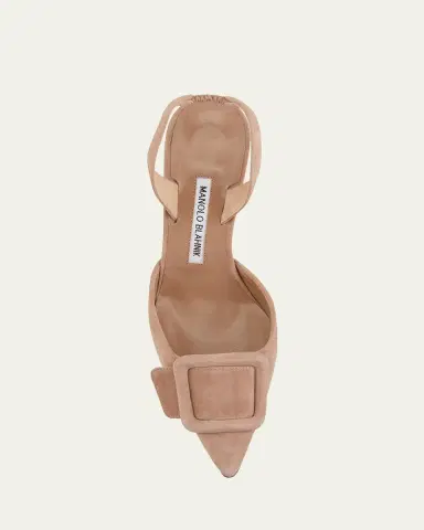 Manolo Blahnik Maysli Suede Buckle Slingback Pumps | Thumbnail 3