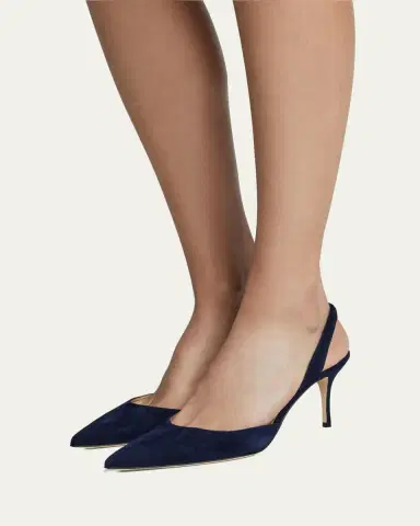 Manolo Blahnik Carolyne Suede Mid-Heel Slingback Pump | Thumbnail 3