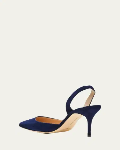 Manolo Blahnik Carolyne Suede Mid-Heel Slingback Pump | Thumbnail 5