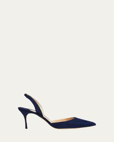 Manolo Blahnik Carolyne Suede Mid-Heel Slingback Pump | Thumbnail 7