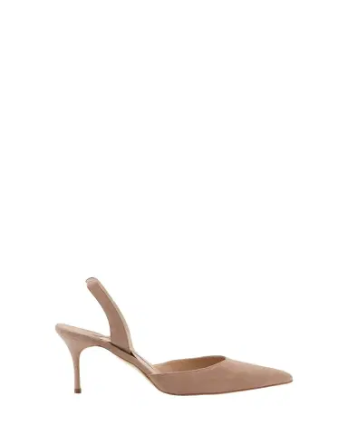 Manolo Blahnik Carolyne Suede Mid-Heel Slingback Pump | Thumbnail 1