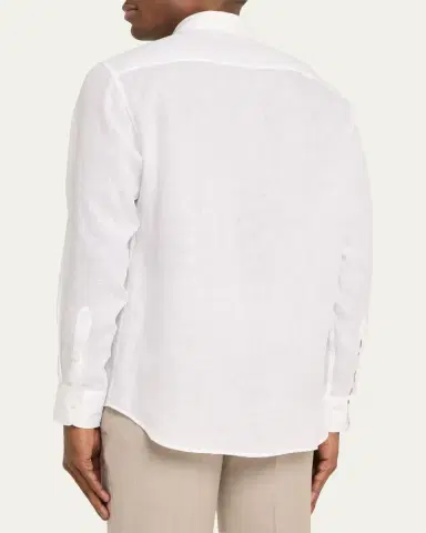 Brioni Men's Solid Linen Sport Shirt | Thumbnail 7