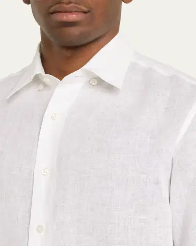 Brioni Men's Solid Linen Sport Shirt | Thumbnail 9