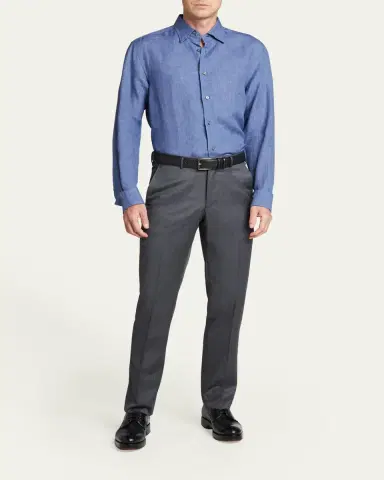 Brioni Men's Solid Linen Sport Shirt | Thumbnail 10