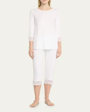 Hanro Moments Lace-Trim Cropped Pajama Set | Thumbnail 2 Hanro Moments Lace-Trim Cropped Pajama Set | Thumbnail 2