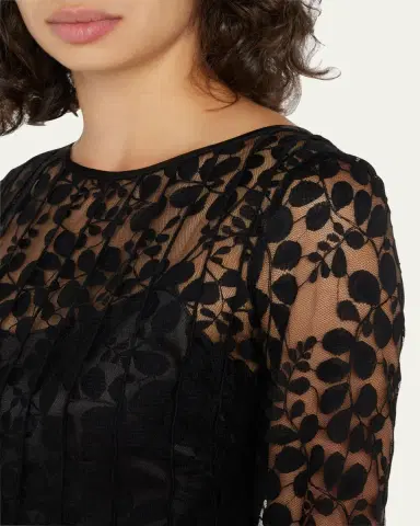 Rickie Freeman for Teri Jon 3/4-Sleeve Lace Overlay Gown | Thumbnail 5 Rickie Freeman for Teri Jon 3/4-Sleeve Lace Overlay Gown | Thumbnail 5