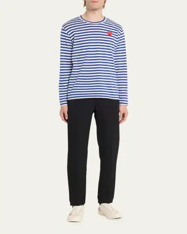 Comme des Garçons Men's Striped T-Shirt with Small Heart | Thumbnail 2