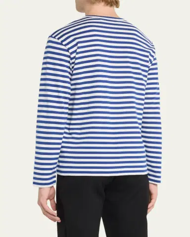 Comme des Garçons Men's Striped T-Shirt with Small Heart | Thumbnail 3
