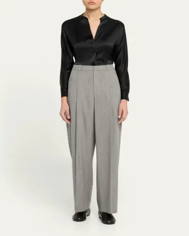 Vince Silk Band-Collar Blouse | Thumbnail 2