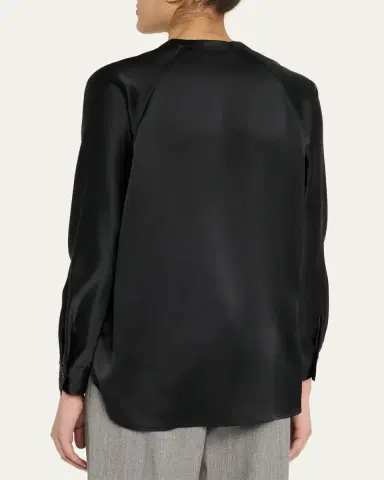 Vince Silk Band-Collar Blouse | Thumbnail 3