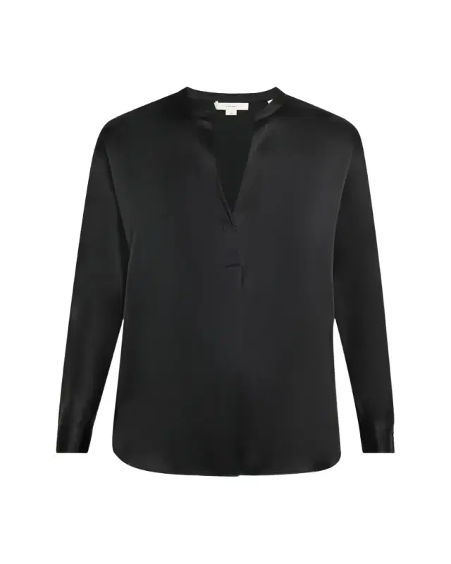 Vince Silk Band-Collar Blouse