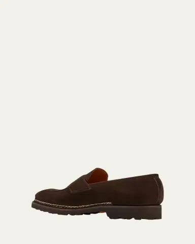 Bontoni Men's Principe Lug Sole Suede Penny Loafers | Thumbnail 4