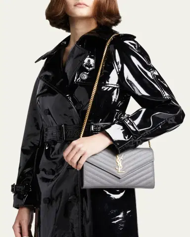 Saint Laurent YSL Monogram Large Wallet on Chain in Grained Leather | Thumbnail 2 Saint Laurent YSL Monogram Large Wallet on Chain in Grained Leather | Thumbnail 2