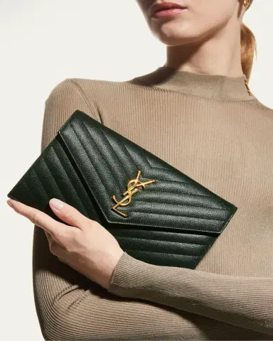 Saint Laurent YSL Monogram Large Wallet on Chain in Grained Leather | Thumbnail 10 Saint Laurent YSL Monogram Large Wallet on Chain in Grained Leather | Thumbnail 10