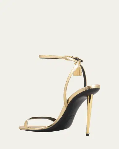 Tom Ford Lock Metallic Stiletto Sandals | Thumbnail 4 Tom Ford Lock Metallic Stiletto Sandals | Thumbnail 4