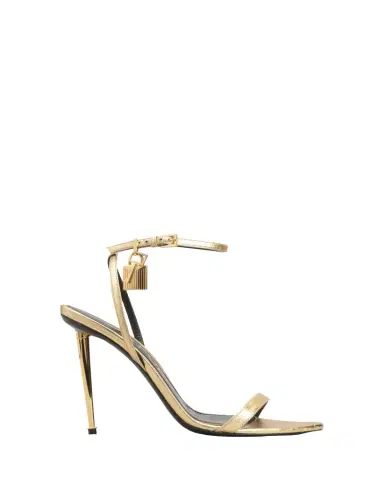 Tom Ford Lock Metallic Stiletto Sandals | Thumbnail 1 Tom Ford Lock Metallic Stiletto Sandals | Thumbnail 1