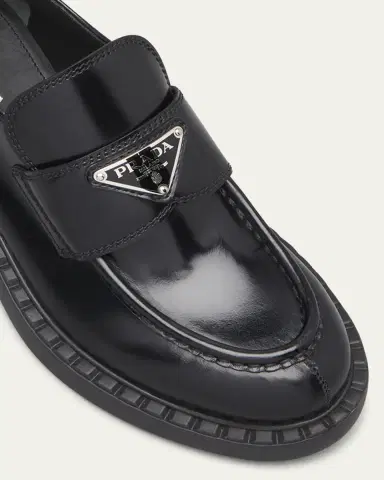 Prada Leather Triangle Logo Loafers | Thumbnail 5 Prada Leather Triangle Logo Loafers | Thumbnail 5