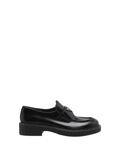 Prada Leather Triangle Logo Loafers | Thumbnail 1 Prada Leather Triangle Logo Loafers | Thumbnail 1