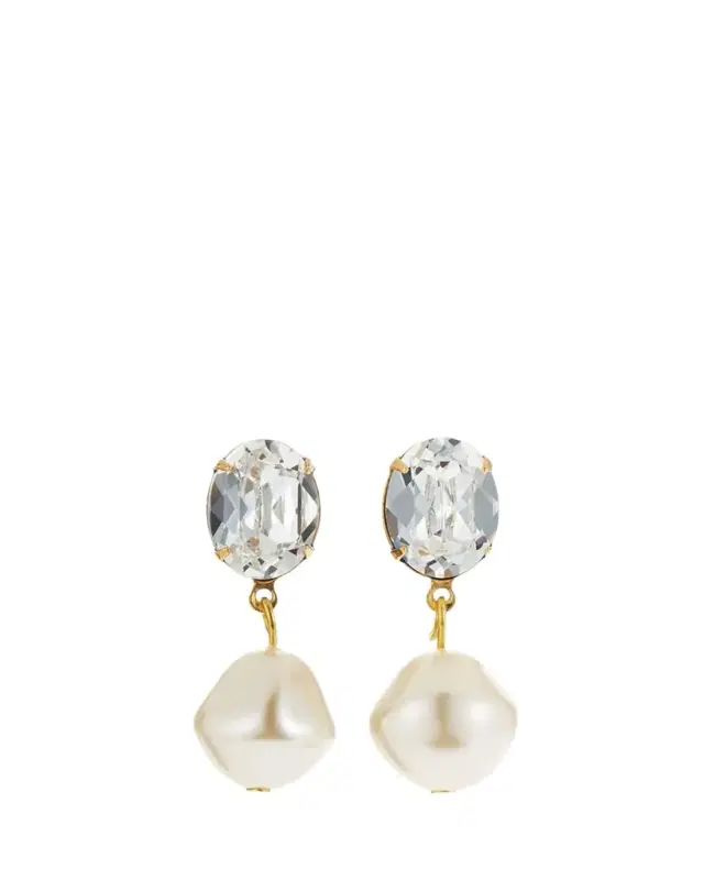 Tunis Crystal-Pearl Drop Earrings Tunis Crystal-Pearl Drop Earrings