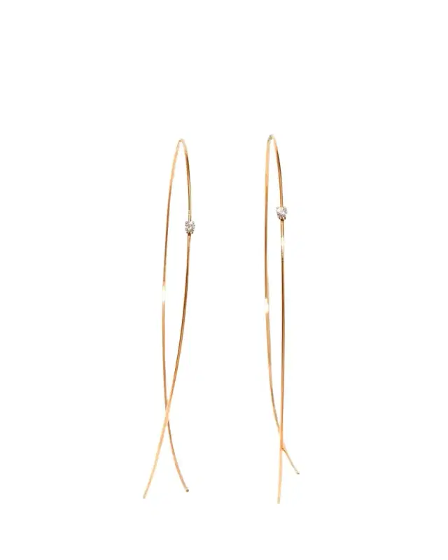 Lana 14K Gold Large Upside Down Hoops with Diamonds