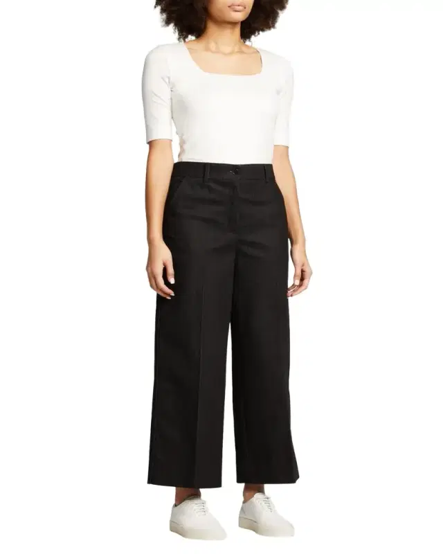 Cotton 1/2-Sleeve Square-Neck Tee