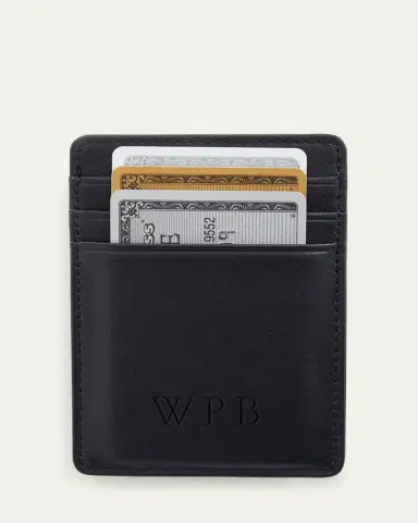 ROYCE New York Monogrammed Leather Magnetic Money Clip Wallet, Personalized | Thumbnail 3
