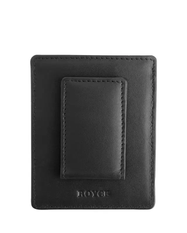 Monogrammed Leather Magnetic Money Clip Wallet, Personalized