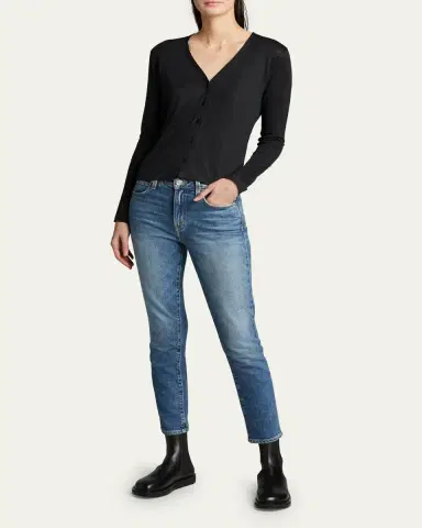 MAJESTIC FILATURES V-Neck Button-Down Long-Sleeve Stretch-Linen Cardigan | Thumbnail 4