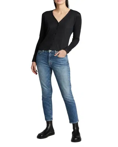 MAJESTIC FILATURES V-Neck Button-Down Long-Sleeve Stretch-Linen Cardigan | Thumbnail 1
