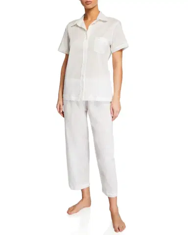 Pour Les Femmes Cotton Lawn Short-Sleeve Crop Pajama Set | Thumbnail 1 Pour Les Femmes Cotton Lawn Short-Sleeve Crop Pajama Set | Thumbnail 1